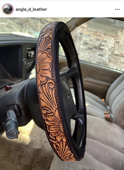 leather western steering wheel cover.